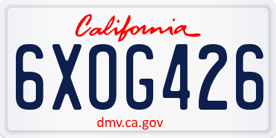 CA license plate 6XOG426
