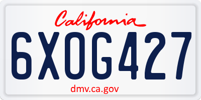 CA license plate 6XOG427