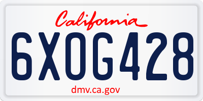 CA license plate 6XOG428
