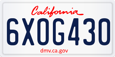 CA license plate 6XOG430