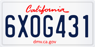 CA license plate 6XOG431