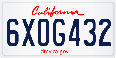 CA license plate 6XOG432