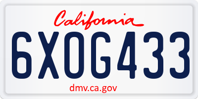 CA license plate 6XOG433
