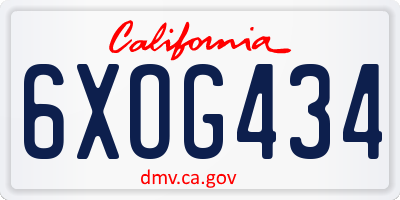 CA license plate 6XOG434