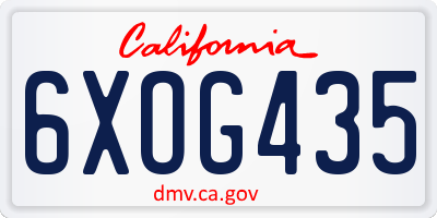CA license plate 6XOG435