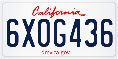 CA license plate 6XOG436