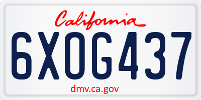 CA license plate 6XOG437