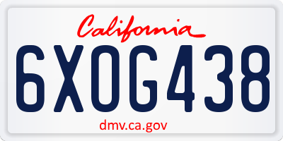 CA license plate 6XOG438