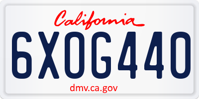 CA license plate 6XOG440