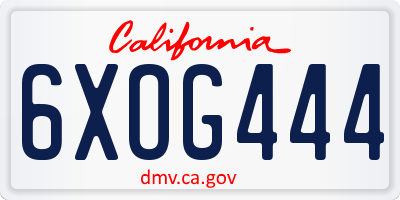 CA license plate 6XOG444