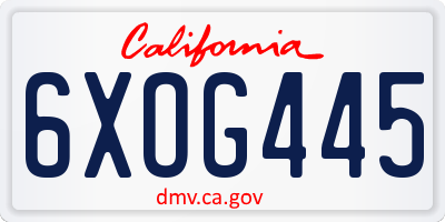 CA license plate 6XOG445