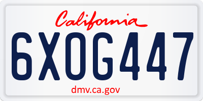 CA license plate 6XOG447