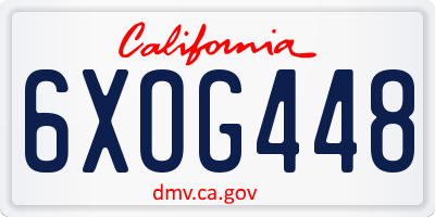 CA license plate 6XOG448