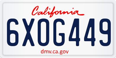 CA license plate 6XOG449