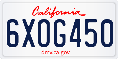 CA license plate 6XOG450