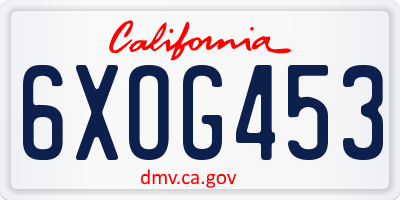 CA license plate 6XOG453