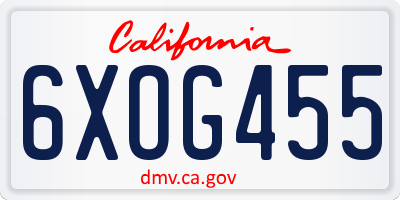 CA license plate 6XOG455
