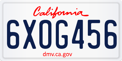 CA license plate 6XOG456