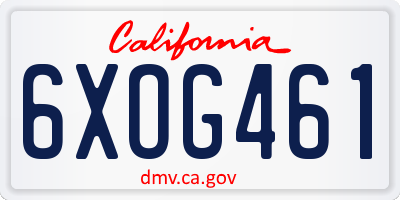 CA license plate 6XOG461