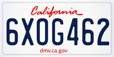 CA license plate 6XOG462