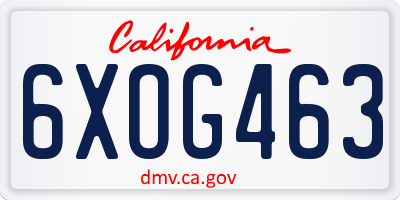 CA license plate 6XOG463