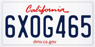CA license plate 6XOG465