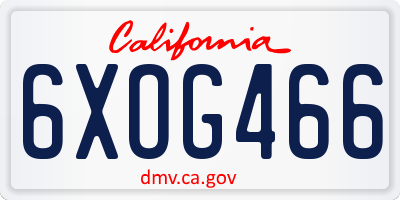 CA license plate 6XOG466