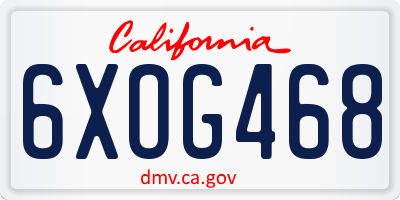 CA license plate 6XOG468