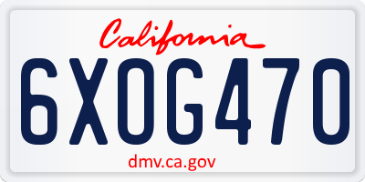 CA license plate 6XOG470