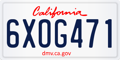 CA license plate 6XOG471