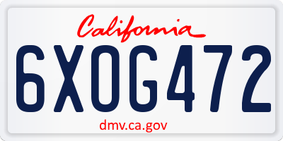 CA license plate 6XOG472