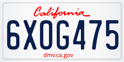 CA license plate 6XOG475