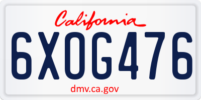 CA license plate 6XOG476
