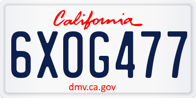 CA license plate 6XOG477