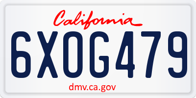 CA license plate 6XOG479