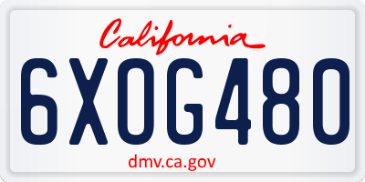CA license plate 6XOG480