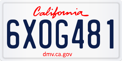 CA license plate 6XOG481