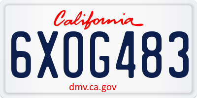 CA license plate 6XOG483