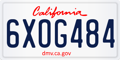 CA license plate 6XOG484