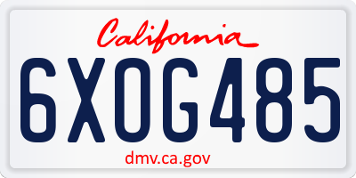 CA license plate 6XOG485