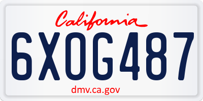 CA license plate 6XOG487