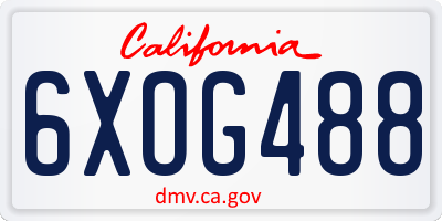 CA license plate 6XOG488