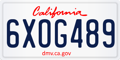 CA license plate 6XOG489