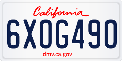 CA license plate 6XOG490