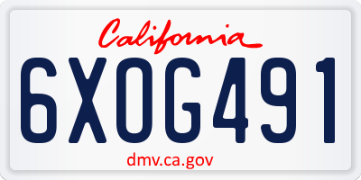 CA license plate 6XOG491