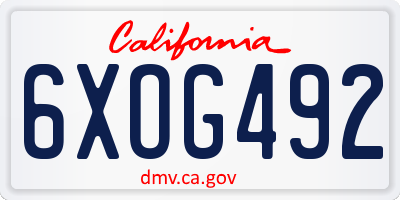 CA license plate 6XOG492