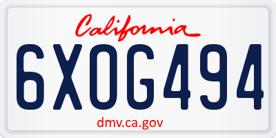CA license plate 6XOG494
