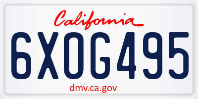 CA license plate 6XOG495