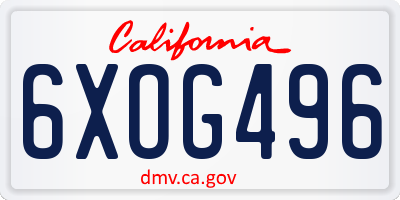 CA license plate 6XOG496