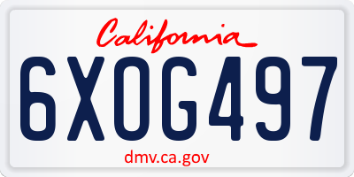 CA license plate 6XOG497